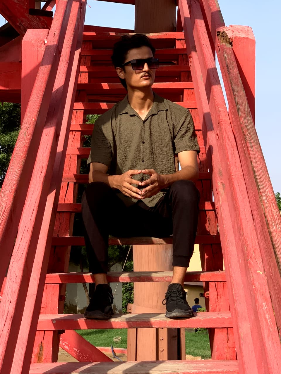 Green Crinkle Cotton Shirt | Modern Textured Style for Men | Zarwaad