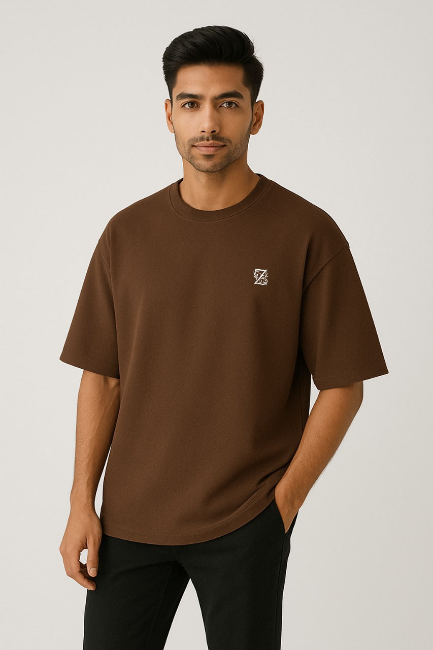 Cheerful Coffee T-Shirt – Brown | Oversized Drop Shoulder T-Shirt